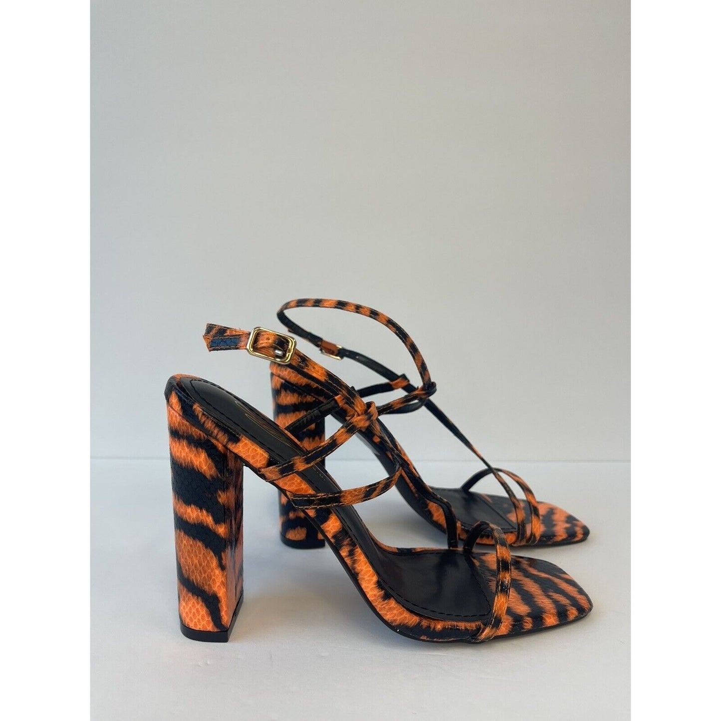 Orange & Black /High Heels Sandals/ Size Us 7