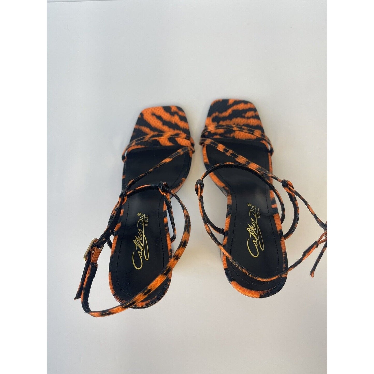 Orange & Black /High Heels Sandals/ Size Us 7