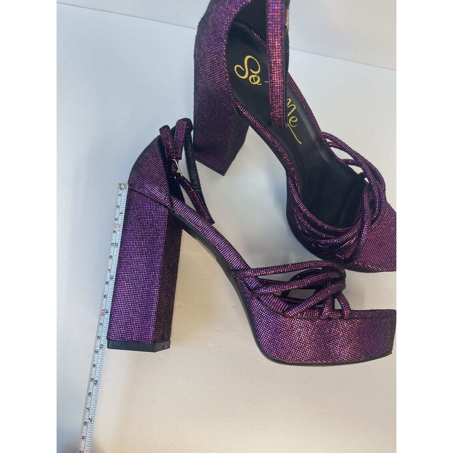 Purple Disco / High Heels Sandals / Size Us 8.5/ Reflective!