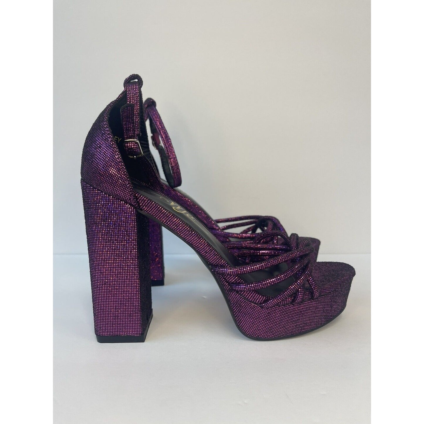 Purple Disco / High Heels Sandals / Size Us 8.5/ Reflective!