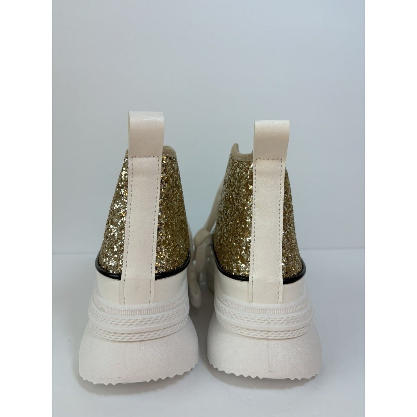 High Top Sneakers / Gold & White/ Women’s Fashion Sneakers/ Size Us 7