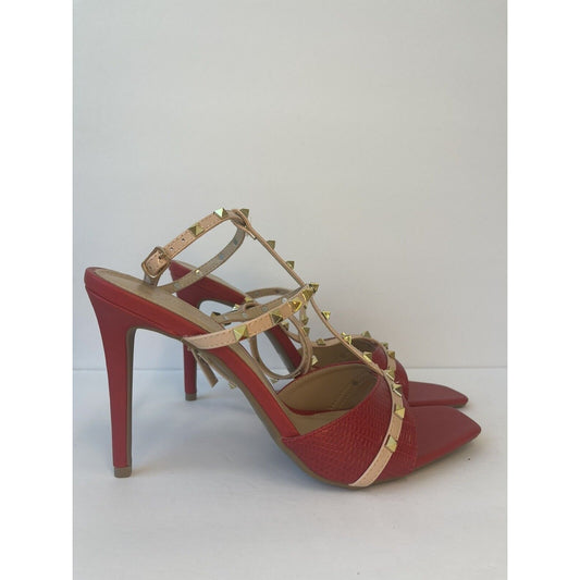 Red & Gold/ High heels Sandals/ Size Us 10