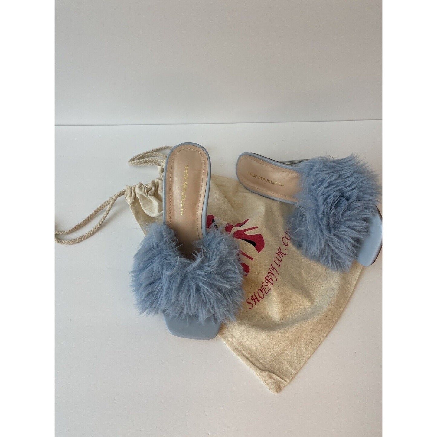 Fluffy Mules Sandals / Sky blue/ Us Size 7.5