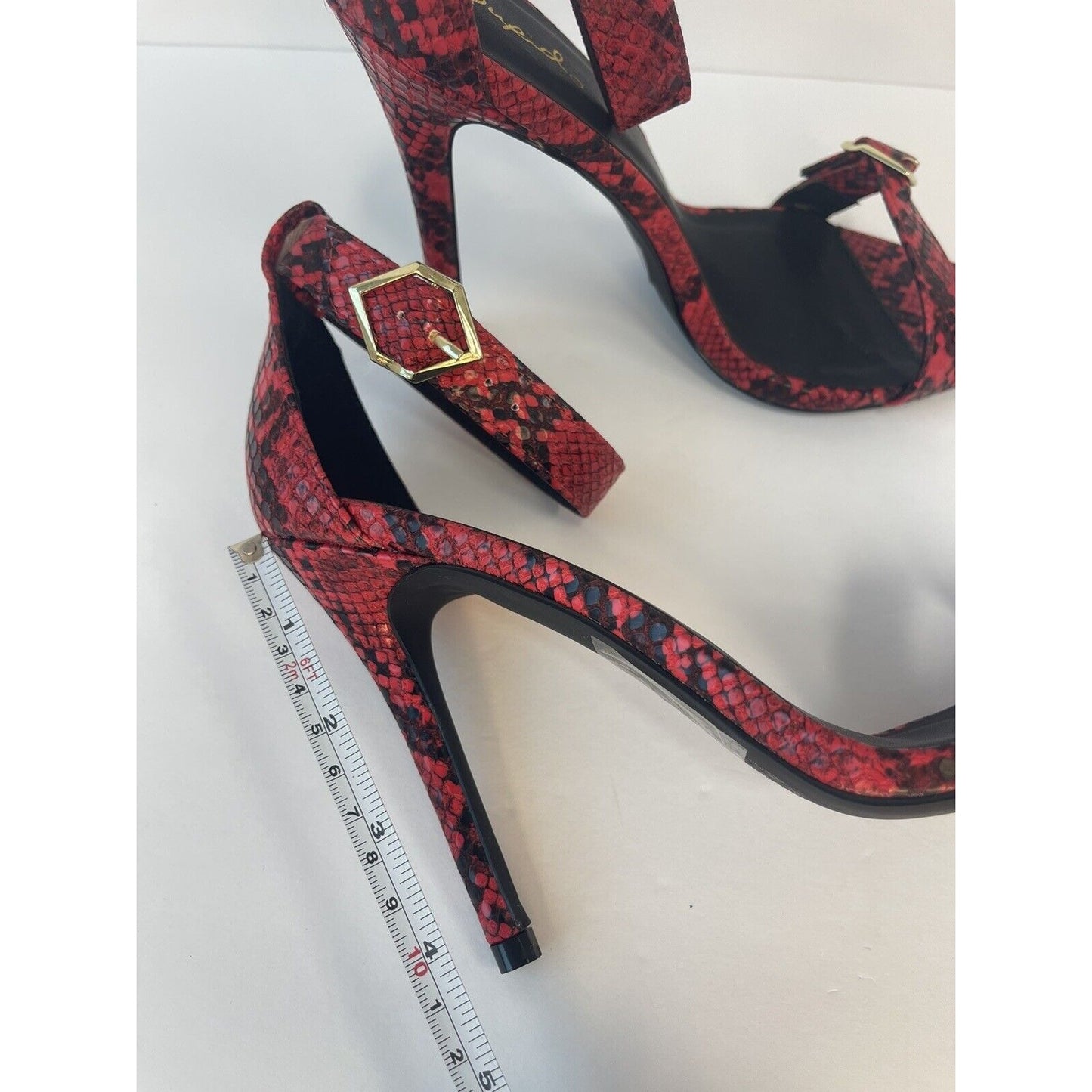 Red Snakeskin & Gold / Women Sandals/ Size Us 8