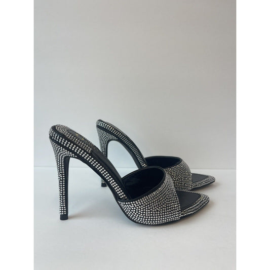 💎High Heels Stilettos Sandals/ Black & Diamonds / Us 5.5