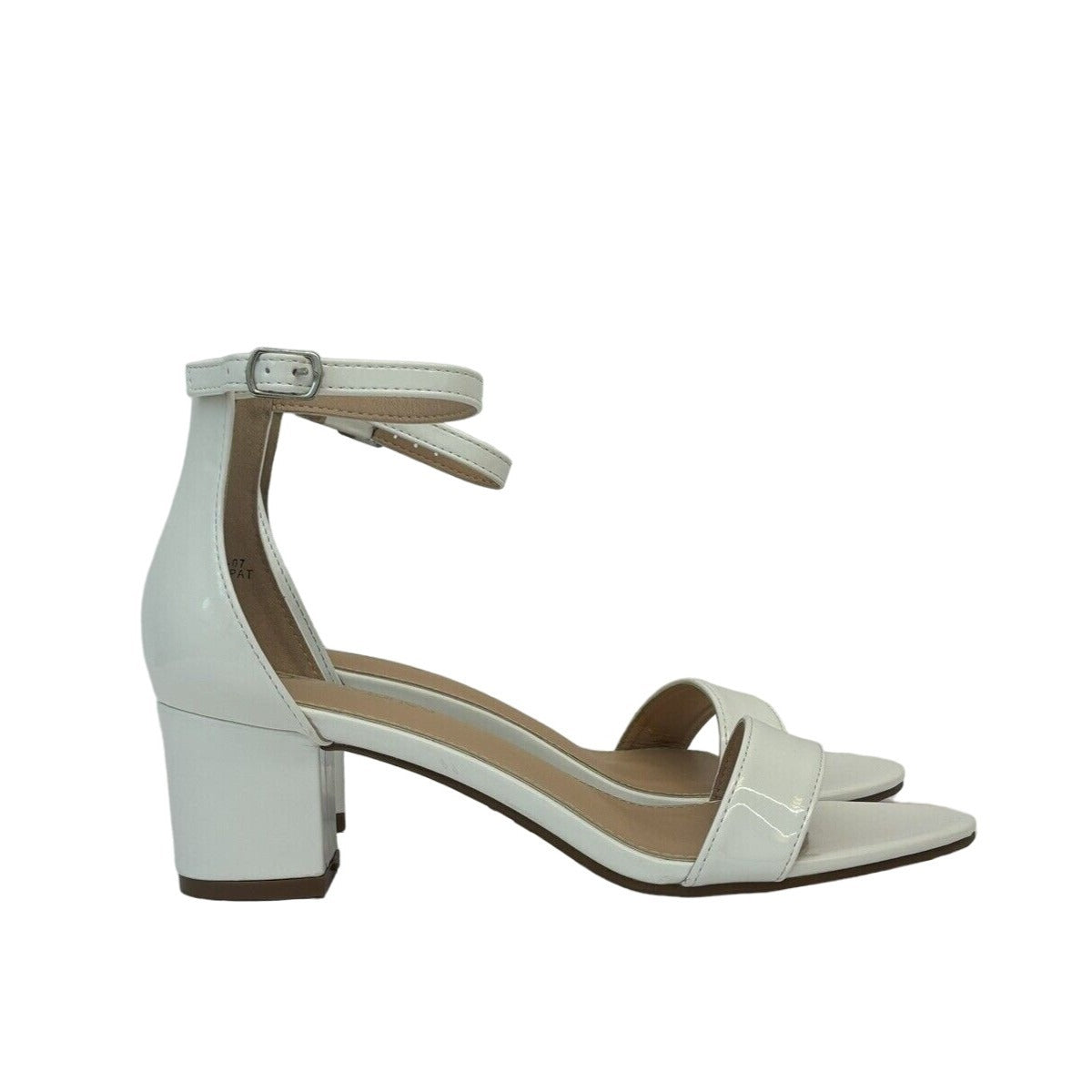 Bella Marie White Open Toe Ankle Strap Block Heel Sandals Size 8.5