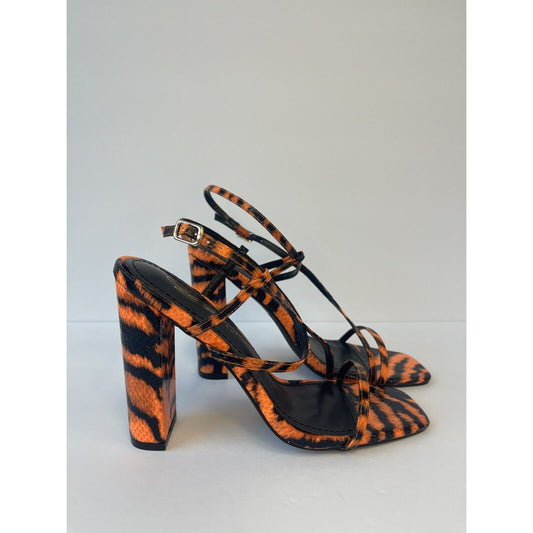 Orange & Black /High Heels Sandals/ Size Us 7