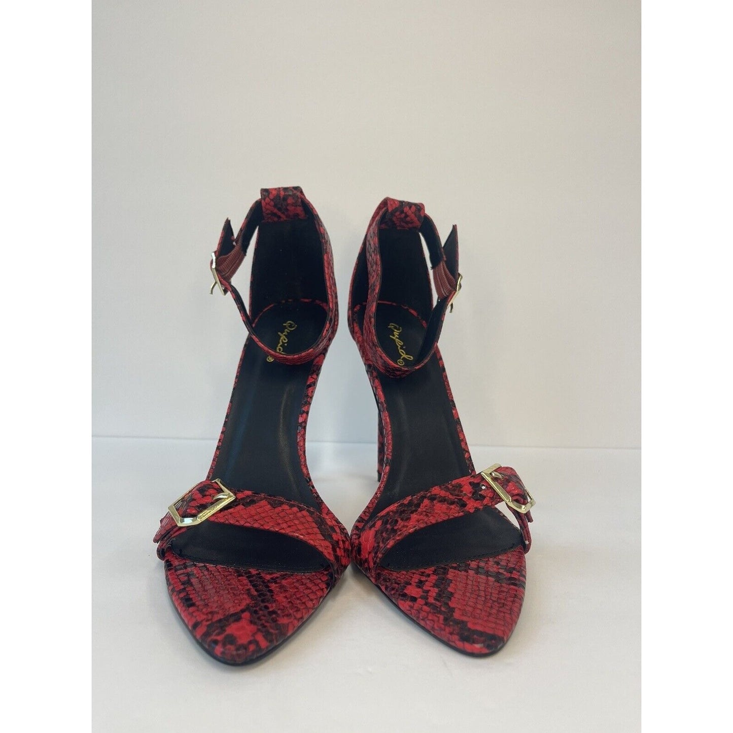 Red Snakeskin & Gold / Women Sandals/ Size Us 8