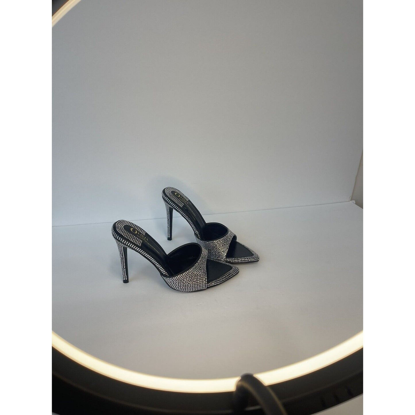 💎High Heels Stilettos Sandals/ Black & Diamonds / Us 5.5