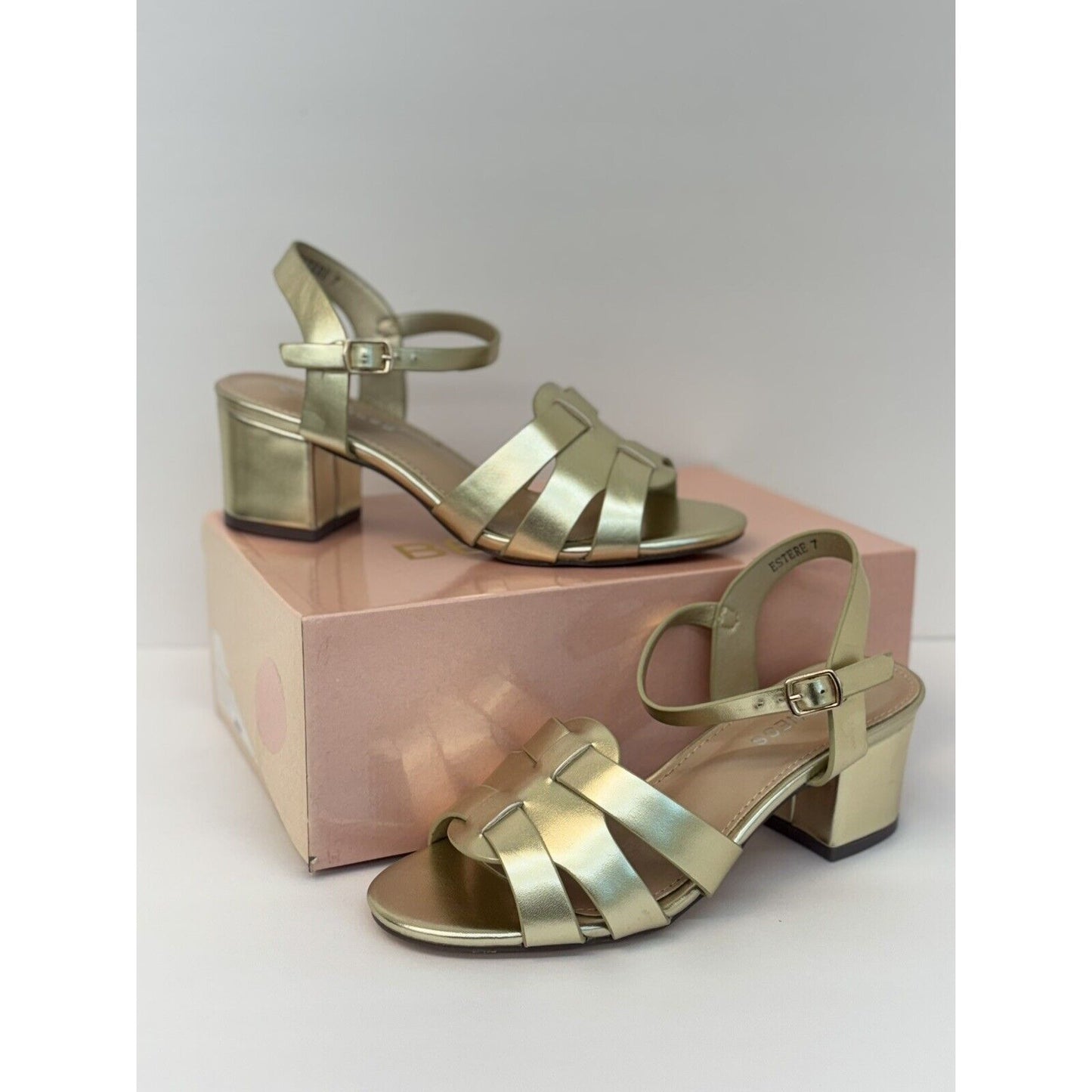 BERNESS Estere Block Heel Sandal  Adjustable buckle heels