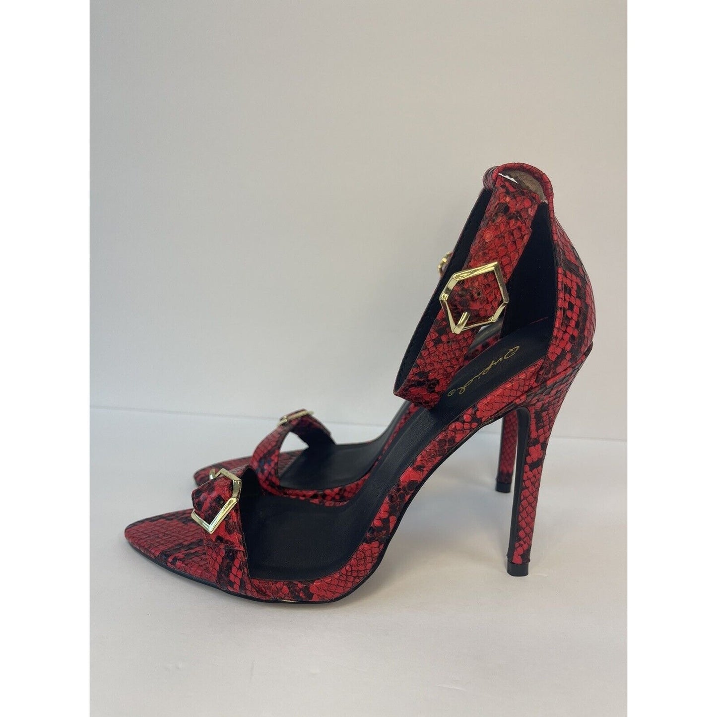 Red Snakeskin & Gold / Women Sandals/ Size Us 8