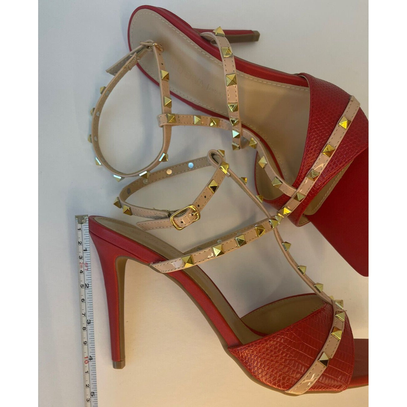 Red & Gold/ High heels Sandals/ Size Us 10