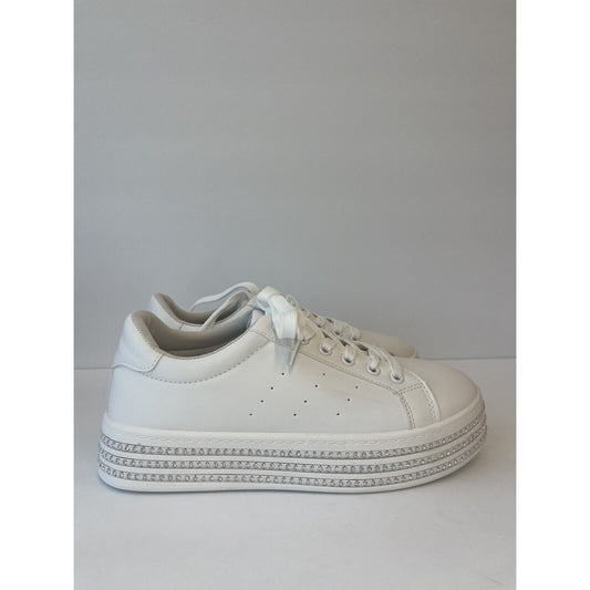 💎Womens White & Diamonds/ sneakers / Size Us 10