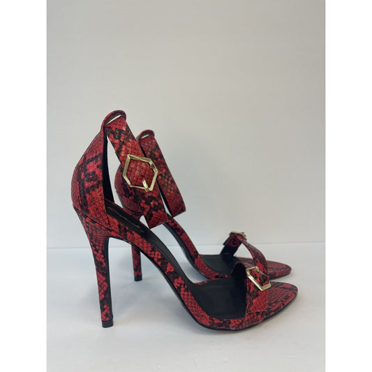 Red Snakeskin & Gold / Women Sandals/ Size Us 8