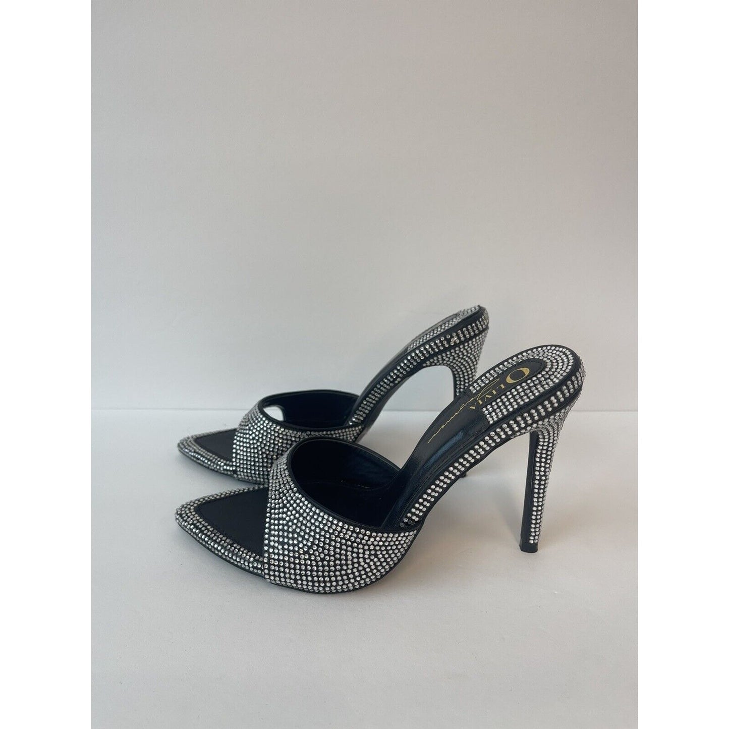 💎High Heels Stilettos Sandals/ Black & Diamonds / Us 5.5