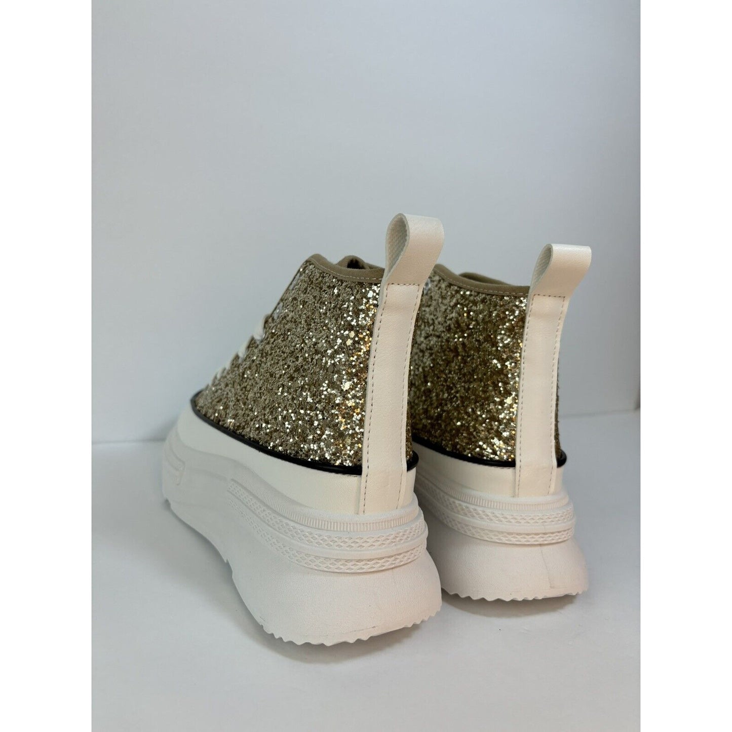 High Top Sneakers / Gold & White/ Women’s Fashion Sneakers/ Size Us 7