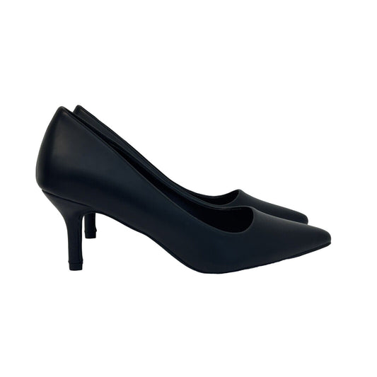 Chase + Chloe Black  Leather Pump Kitten Heels